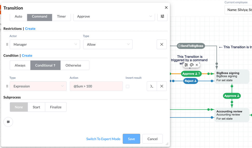 Workflow Engine transition expression Workflow Engine transition expression