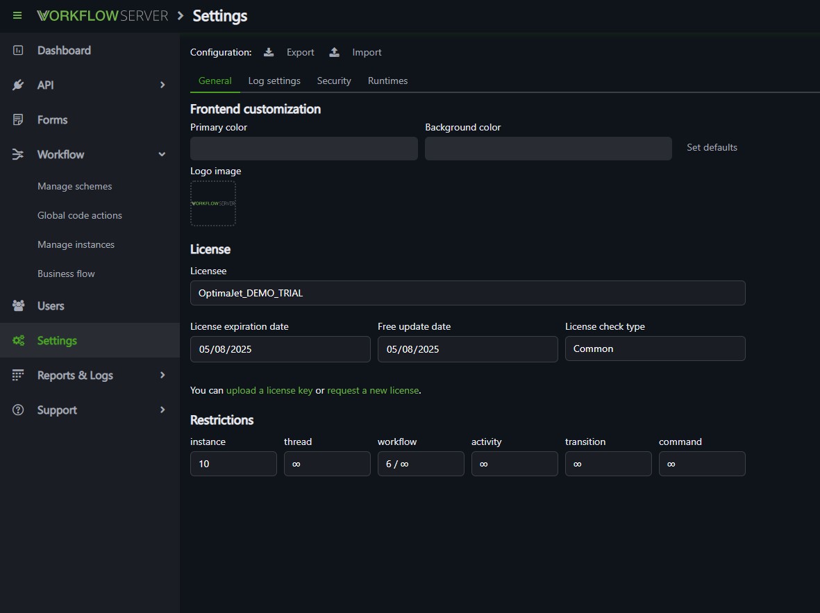 Workflow Server 3.0 dark theme Workflow Server 3.0 dark theme