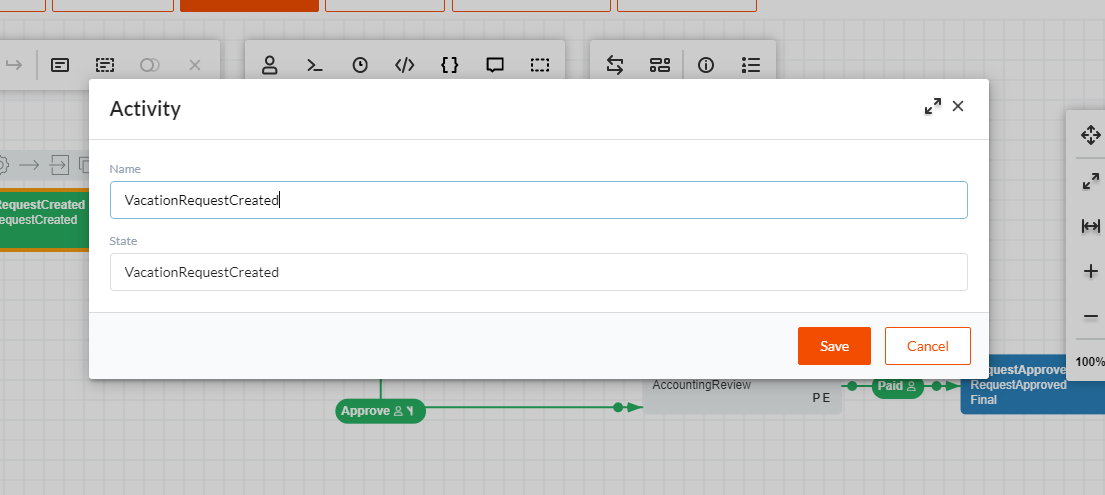 The activity edit form after the customization is applied