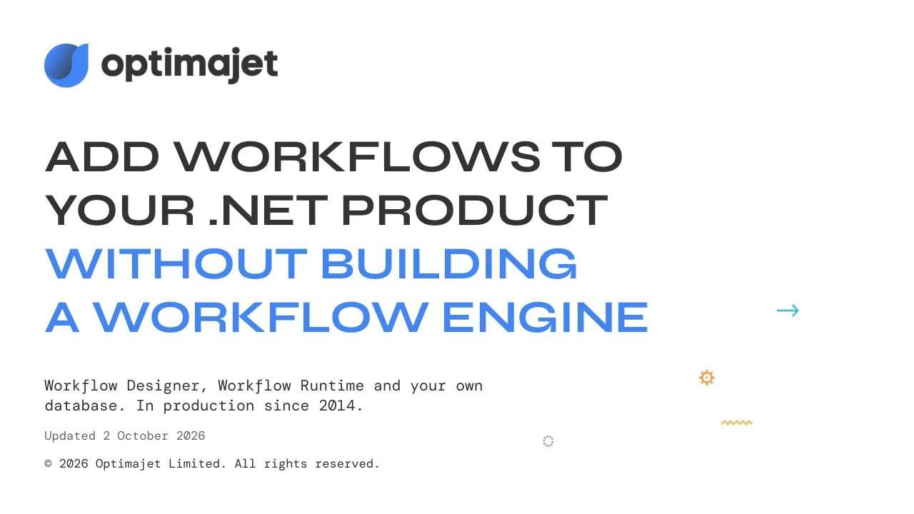 The first slide, Add workflows to your .NET product without building a workflow engine (opens the PDF)
